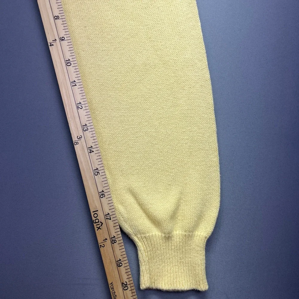 VTG Pinnacle Cotton V-Neck Sweater‎ Classic Knitwear Soft Yellow Pullover Sz M
